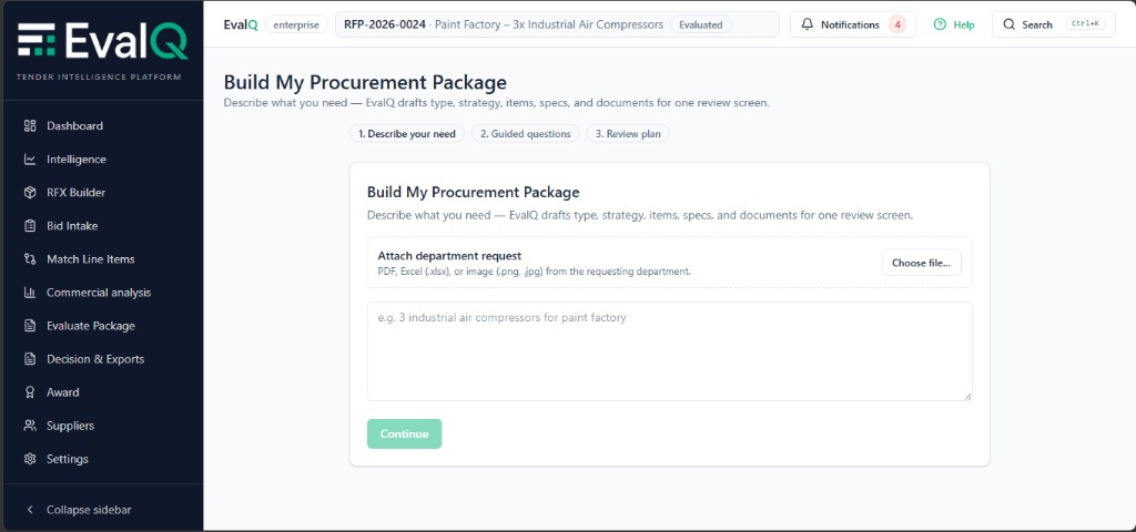 AI package wizard