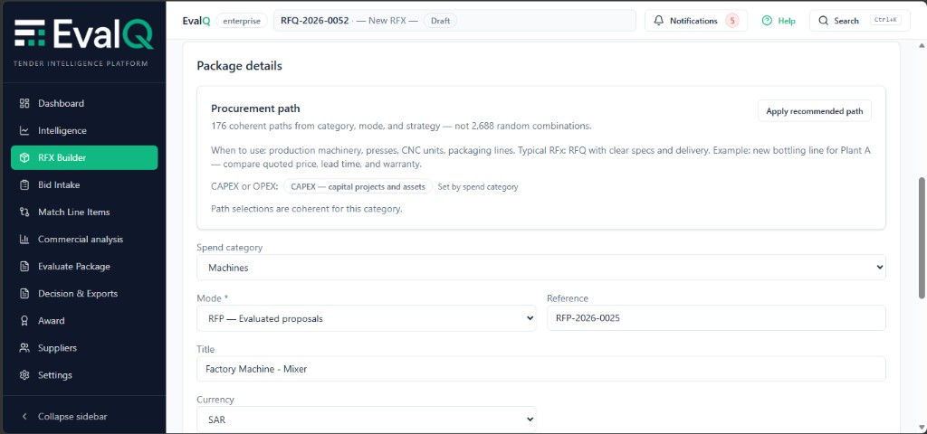 Recommended procurement path